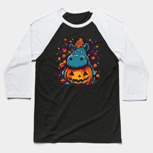 Hippo Halloween Baseball T-Shirt